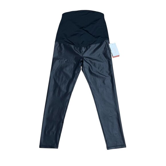 ISABEL MATERNITY LEGGINGS ACTIVE HIGH GLOSS STRETCH ANKLE OVER BELLY BLACK NWT - Picture 1 of 9